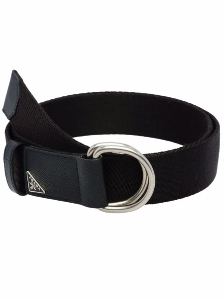 Prada Triangle-logo Woven Belt - Black 