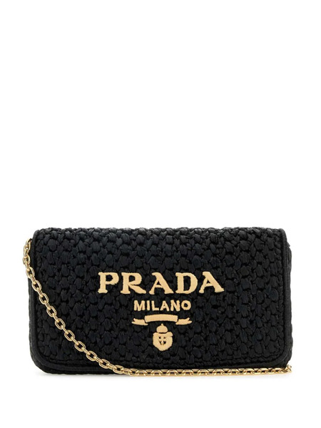  Prada Triangle-logo Woven Shoulder Bag - Black 