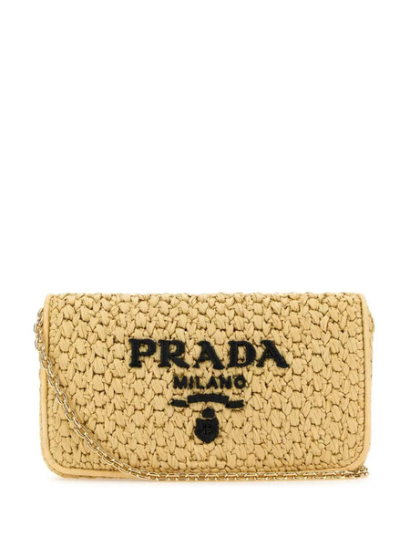 Prada Triangle-logo Woven Shoulder Bag - Neutrals 