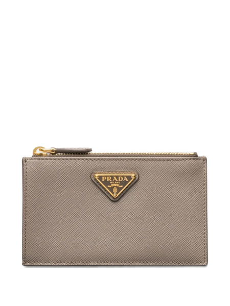  Prada Triangle-logo Zip Card Holder - Grey 