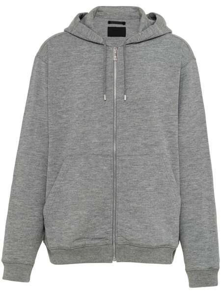  Prada Triangle-logo Zip-up Hoodie - Grey 