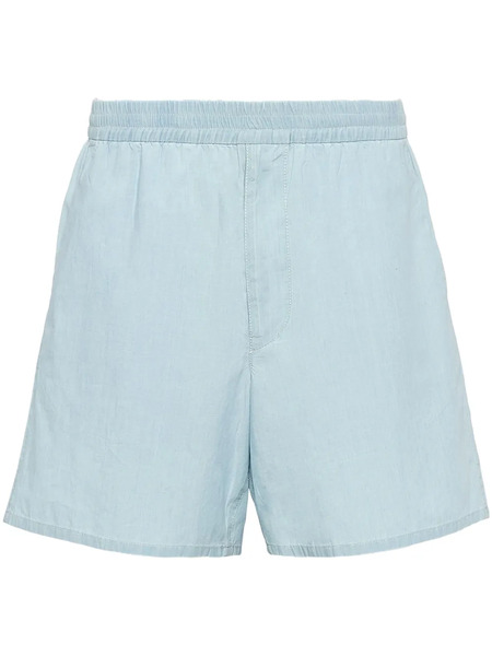  Prada Triangle-patch Elasticated-waist Shorts - Blue 
