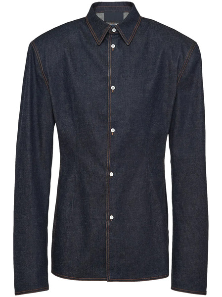  Prada Triangle-plaque Denim Jacket - Blue 