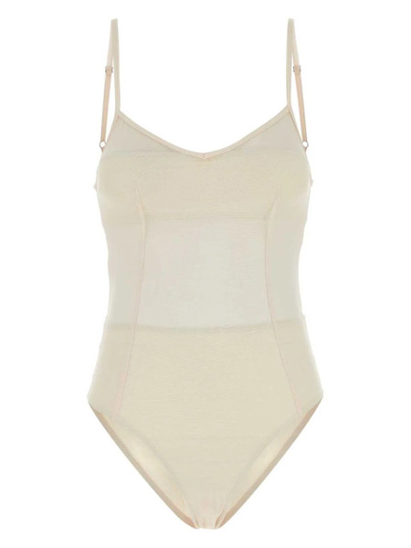  Prada Tulle V-neck Swimsuit - Neutrals 