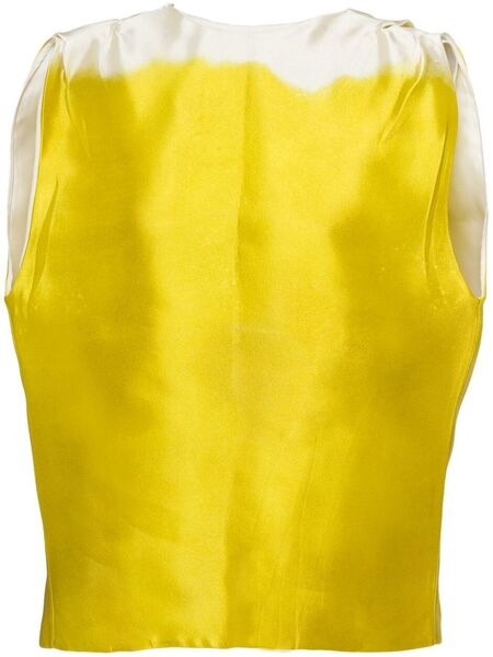  Prada Two-tone Silk Satin Blouse - Green 