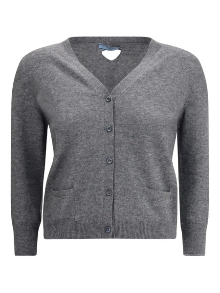  Prada V-neck Buttoned Cardigan - Grey 