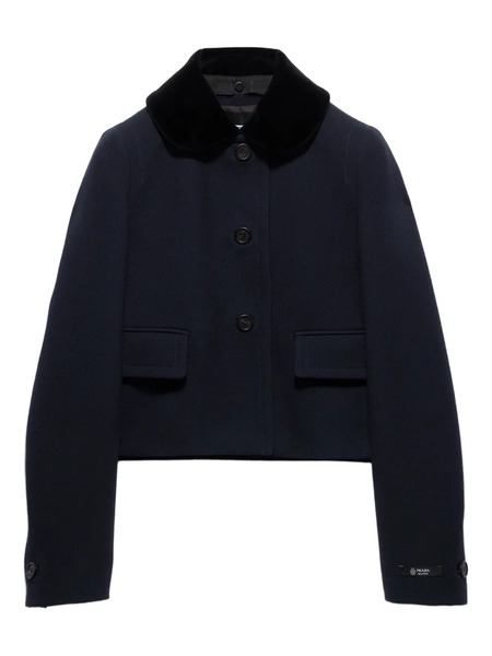  Prada Velvet-collar Jacket - Blue 