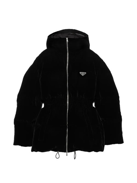  Prada Velvet Puffer Jacket - Black 