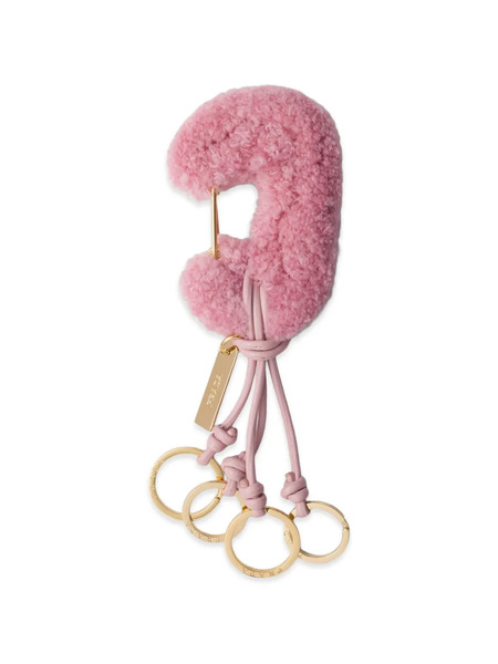  Prada Wool And Leather Keyring Charm - Pink 