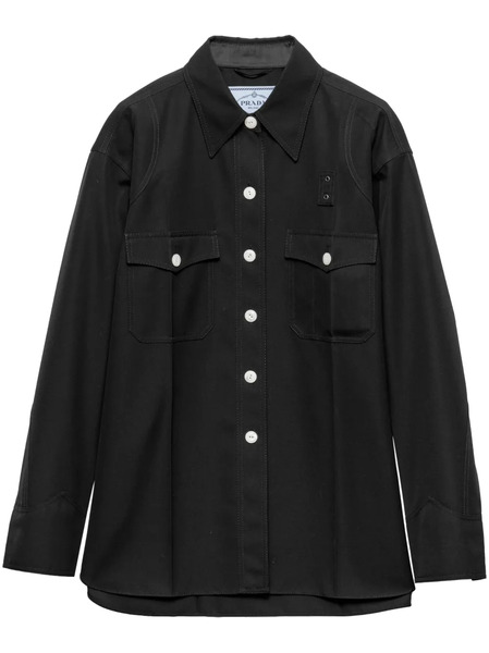  Prada Wool Gabardine Coat - Black 