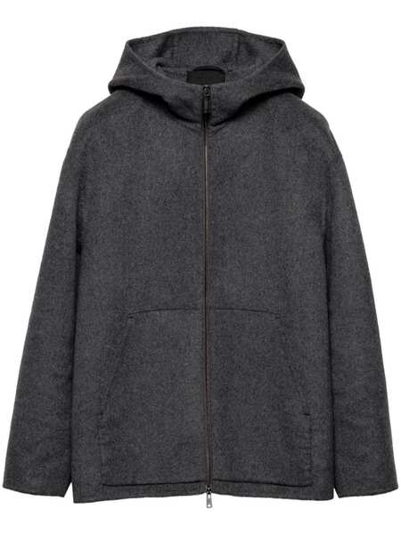  Prada Wool Hoodie Jacket - Grey 