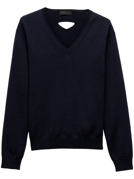  Prada Wool V-neck Sweater - Blue 