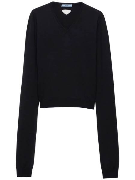  Prada Wool V-neck Sweater - Blue 