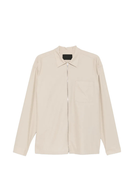  Prada Zip Chest-pocket Overshirt - Neutrals 