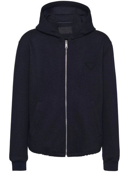  Prada Zip-front Wool Hoodie - Blue 