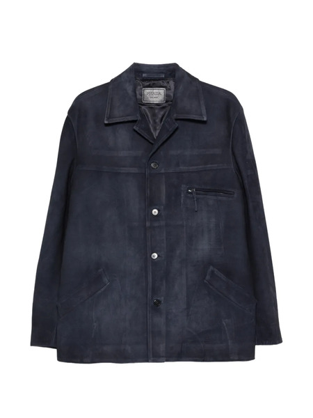  Prada Zipped Suede Jacket - Blue 