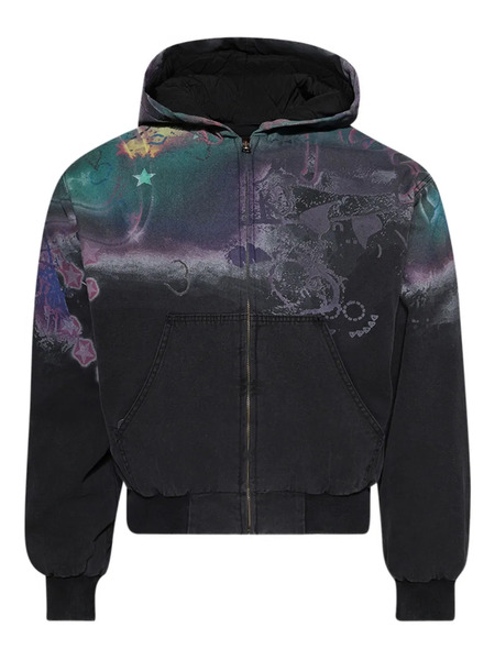  Praying Abstract-print Zip-up Hoodie - Black 