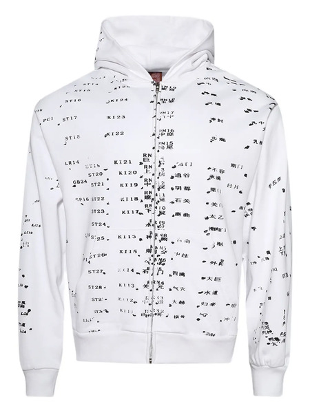  Praying Acupuncture Zip-up Hoodie - White 