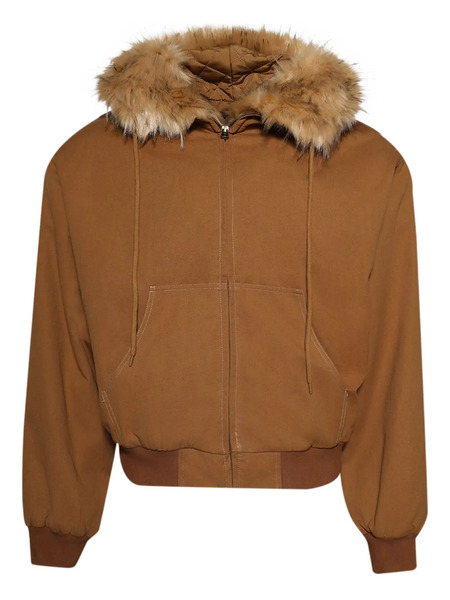  Praying Fur-trimmed Hooded Jacket - Brown 