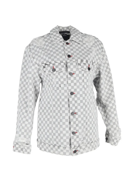  Pre-owned Alexander Wang Checkerboard-pattern Denim Jacket - White 