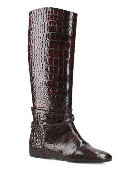  Premiata Croc-embossed Buckle Boots - Brown 