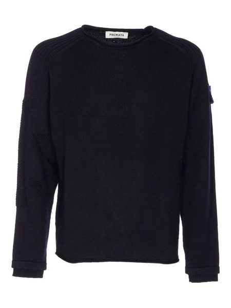  Premiata Embroidered-logo Crew-neck Sweater - Blue 