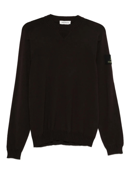  Premiata Logo-patch Crew-neck Sweater - Brown 
