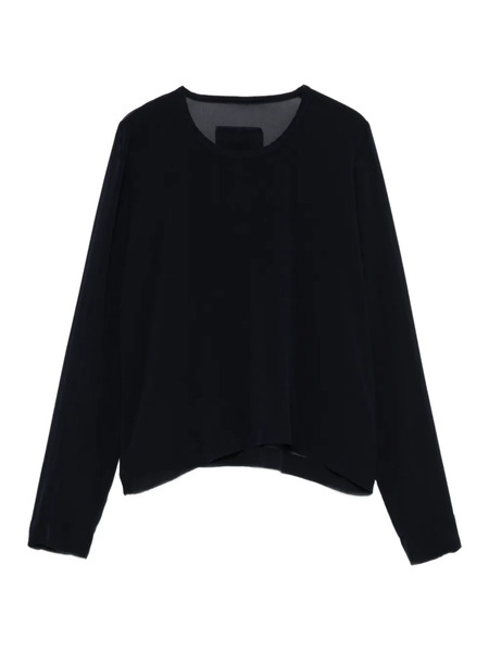  Private 0204 Sheer-panel Long-sleeve Top - Black 