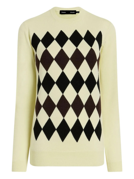  Proenza Schouler Diamond-pattern Merino Wool-silk Blend Sweater - Yellow 