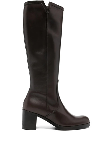  Progetto Block-heel Leather Boots - Brown 