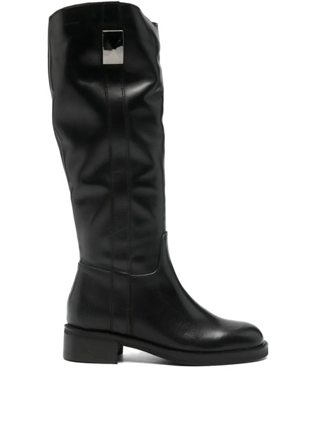  Progetto Round-toe Leather Boots - Black 