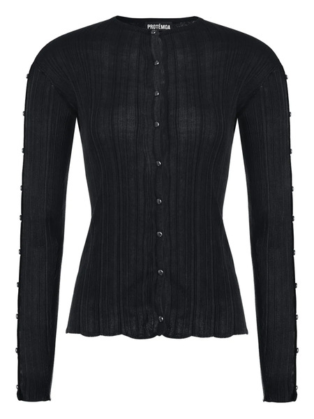  Protémoa Touch Ribbed Button-embellished Cardigan - Black 