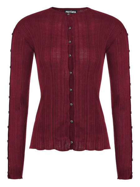  Protémoa Touch Ribbed Cardigan - Red 