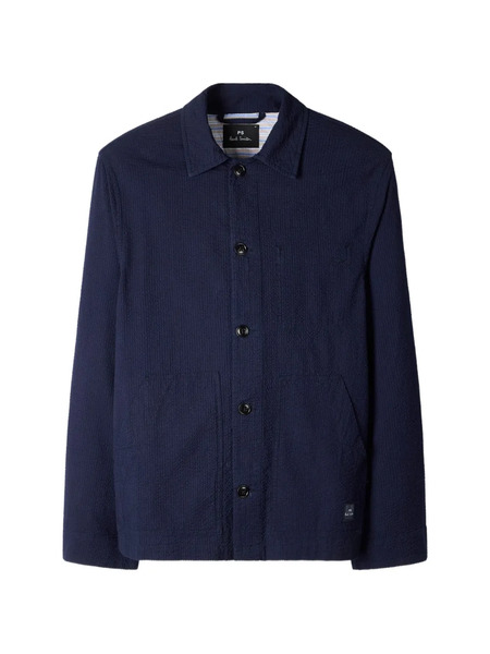  Ps Paul Smith Buttoned Textured Shirt Jacket - Blue 