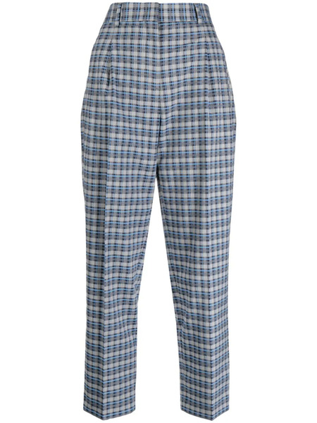 Ps Paul Smith Check-pattern Cropped Trousers - Blue 