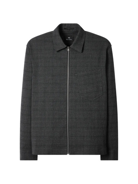  Ps Paul Smith Check-pattern Zip Shirt Jacket - Grey 