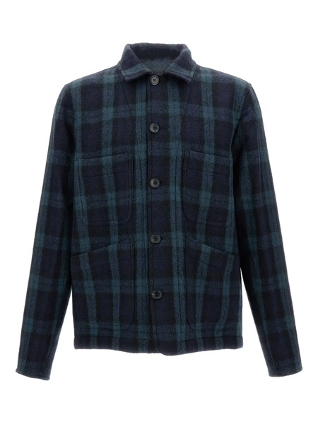  Ps Paul Smith Checked Wool Overshirt - Blue 