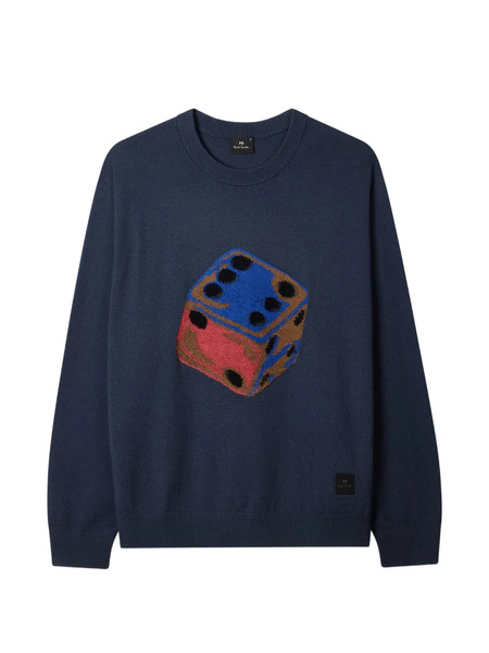  Ps Paul Smith Dice-graphic Crew-neck Sweater - Blue 