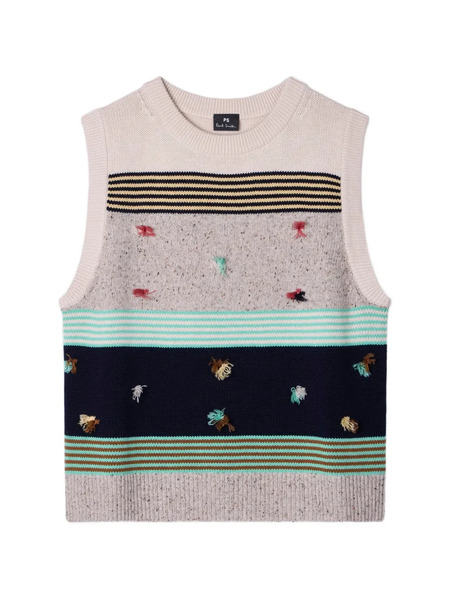  Ps Paul Smith Embroidered Sleeveless Sweater - Neutrals 