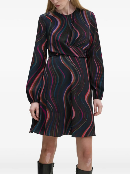  Ps Paul Smith Long-sleeve Patterned Mini Dress - Black 