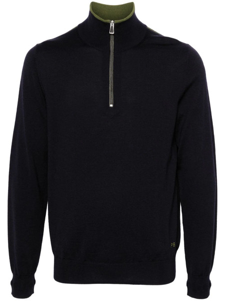  Ps Paul Smith Merino-wool Half-zip Sweater - Blue 