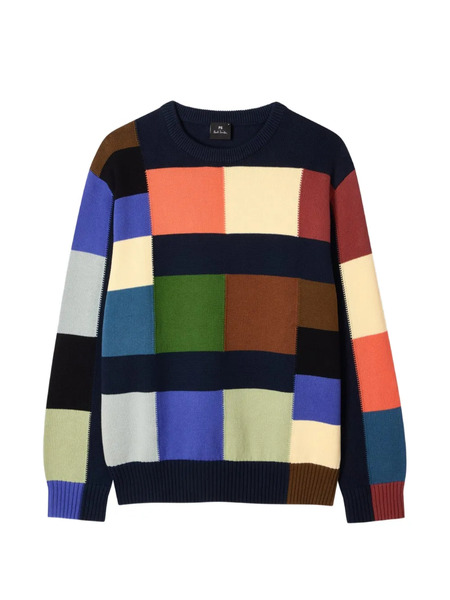  Ps Paul Smith Patchwork Crew-neck Sweater - Blue 