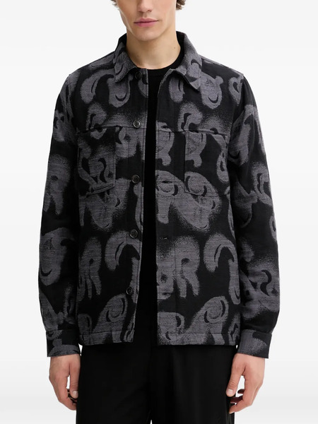  Ps Paul Smith Patterned Chest-pocket Overshirt - Black 