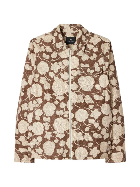  Ps Paul Smith Perforated Floral Zip Jacket - Brown 