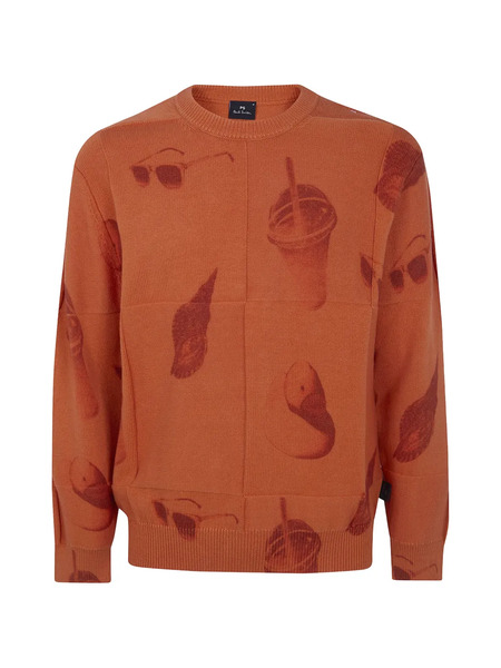  Ps Paul Smith Printed Crew-neck Sweater - Orange 