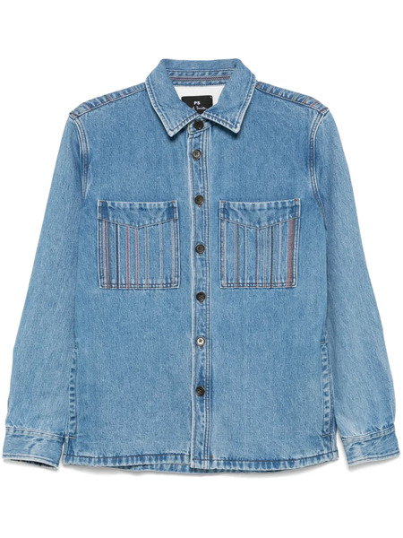  Ps Paul Smith Stripe-embroidered Shirt Jacket - Blue 