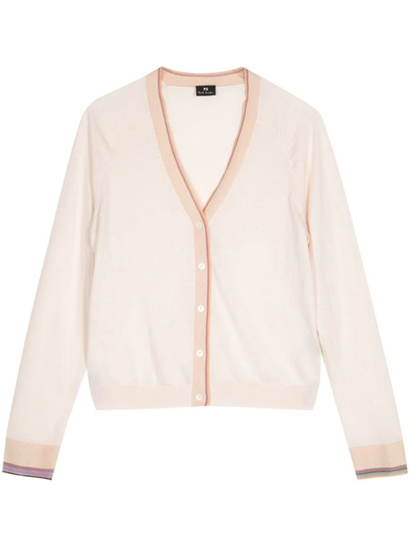  Ps Paul Smith Stripe-trimmed Cardigan - Neutrals 
