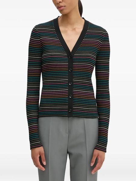  Ps Paul Smith Striped Buttoned Cardigan - Black 
