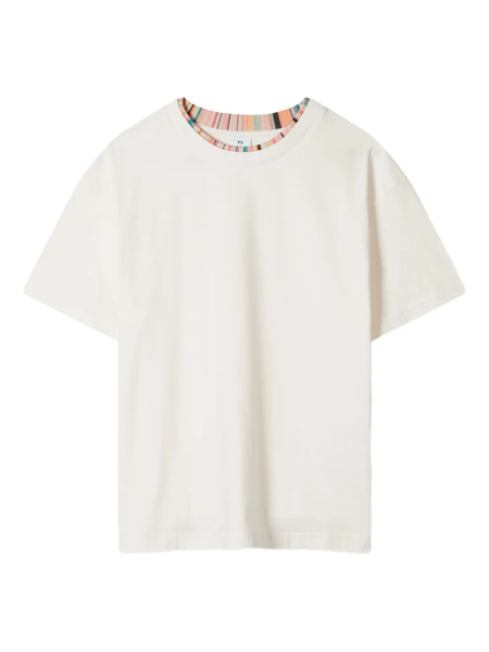  Ps Paul Smith Striped-trim T-shirt - Neutrals 
