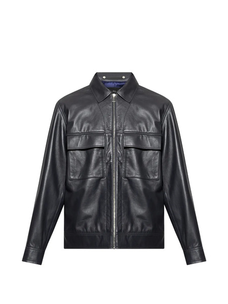  Ps Paul Smith Zip-up Leather Jacket - Blue 